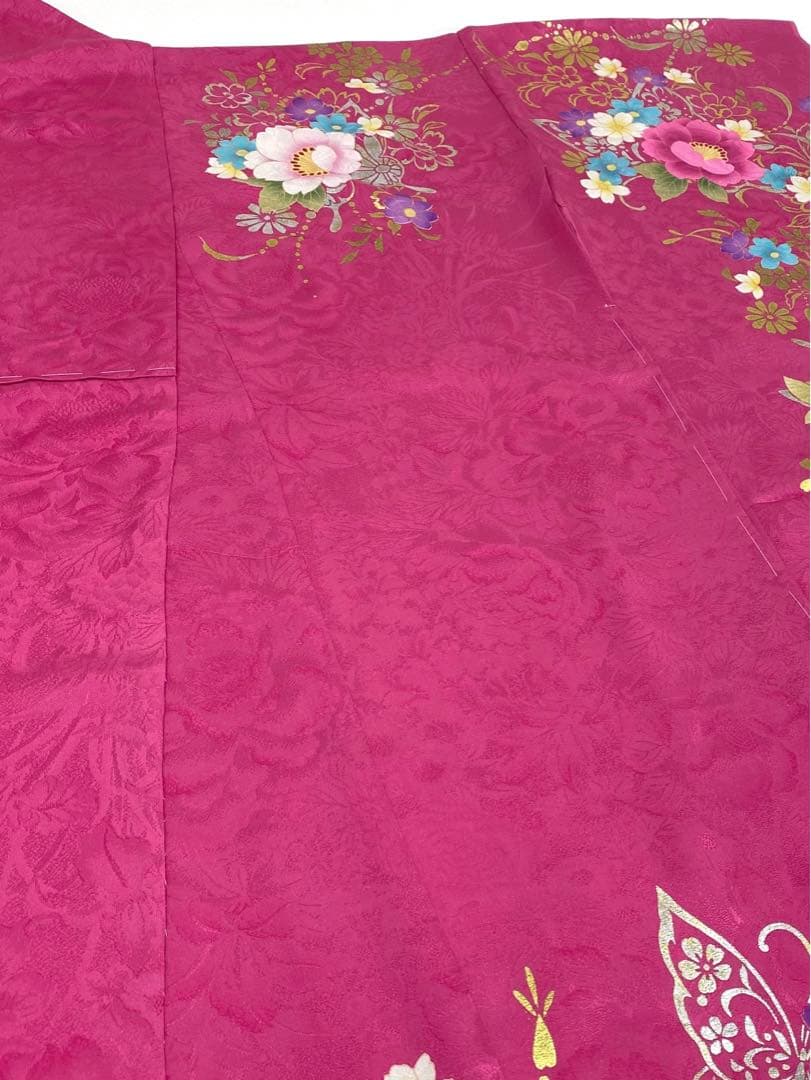 振袖 仮絵羽 ラメ刺繍 金彩 紋意匠 正絹 未仕立て品 八掛付き