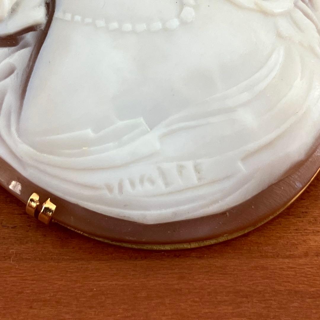 K18 シェルカメオ ブローチ、ペンダントトップ兼用