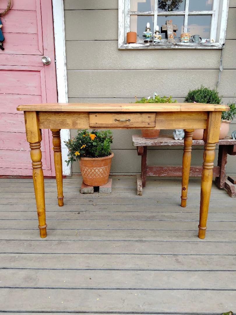 カントリー木工　ろくろ脚のパソコンデスク　机　作業台