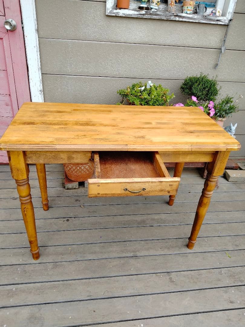 カントリー木工　ろくろ脚のパソコンデスク　机　作業台