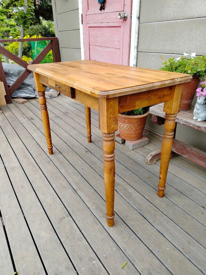 カントリー木工　ろくろ脚のパソコンデスク　机　作業台