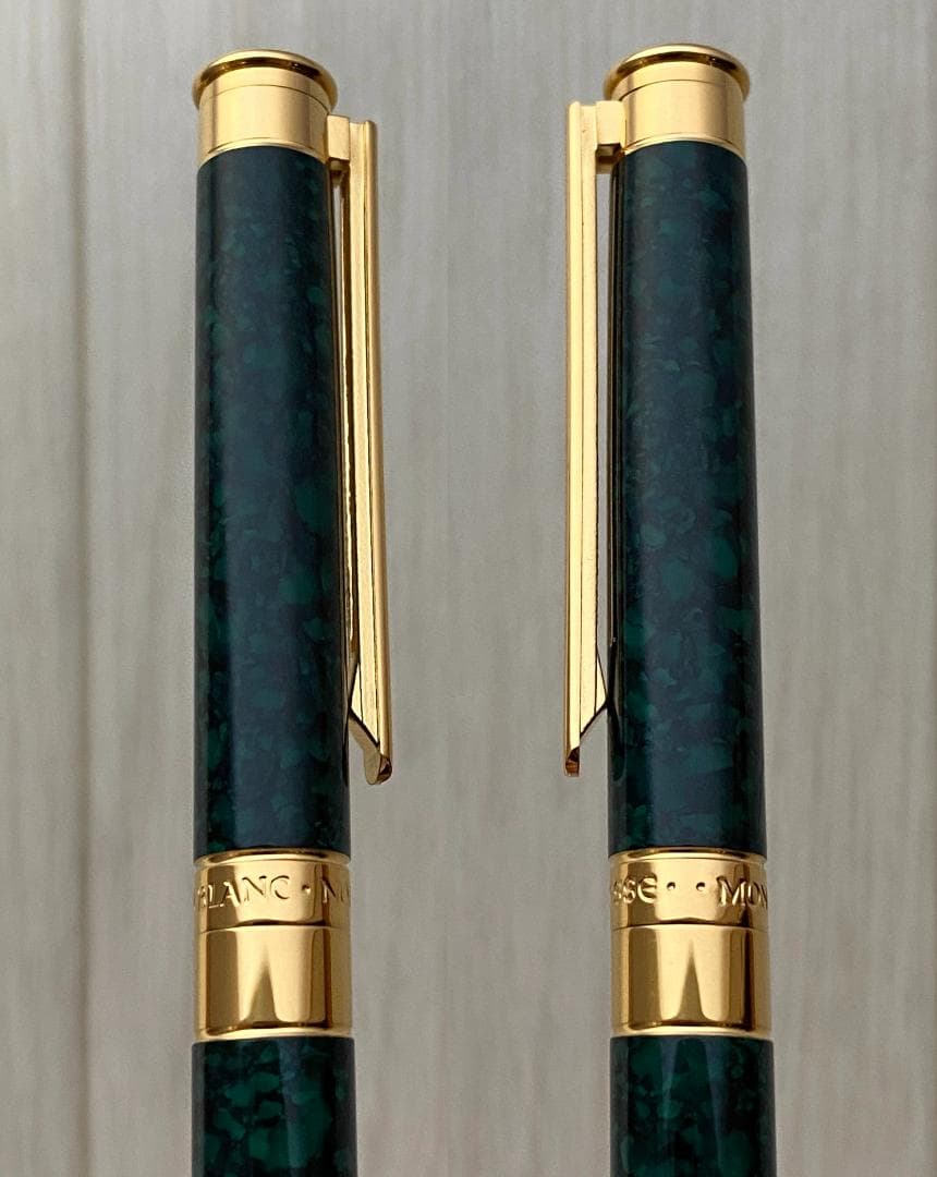 超美品 モンブラン マーブル グリーン×ゴールドノブレス ローラーボールケース付