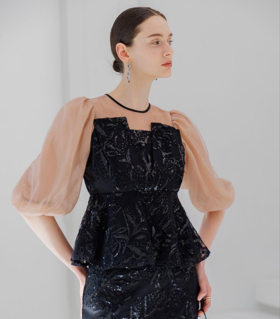 Leja スパンコール花柄 ドレス Mサイズ