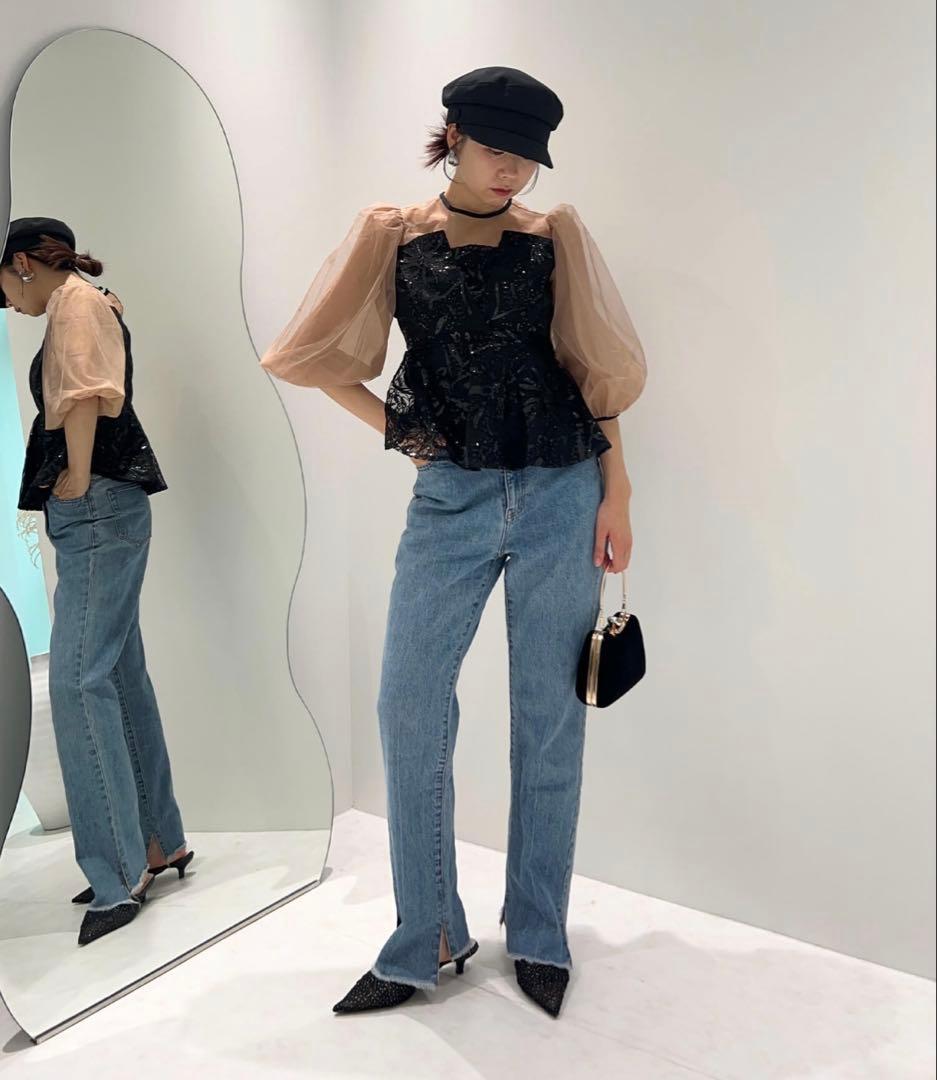 Leja スパンコール花柄 ドレス Mサイズ