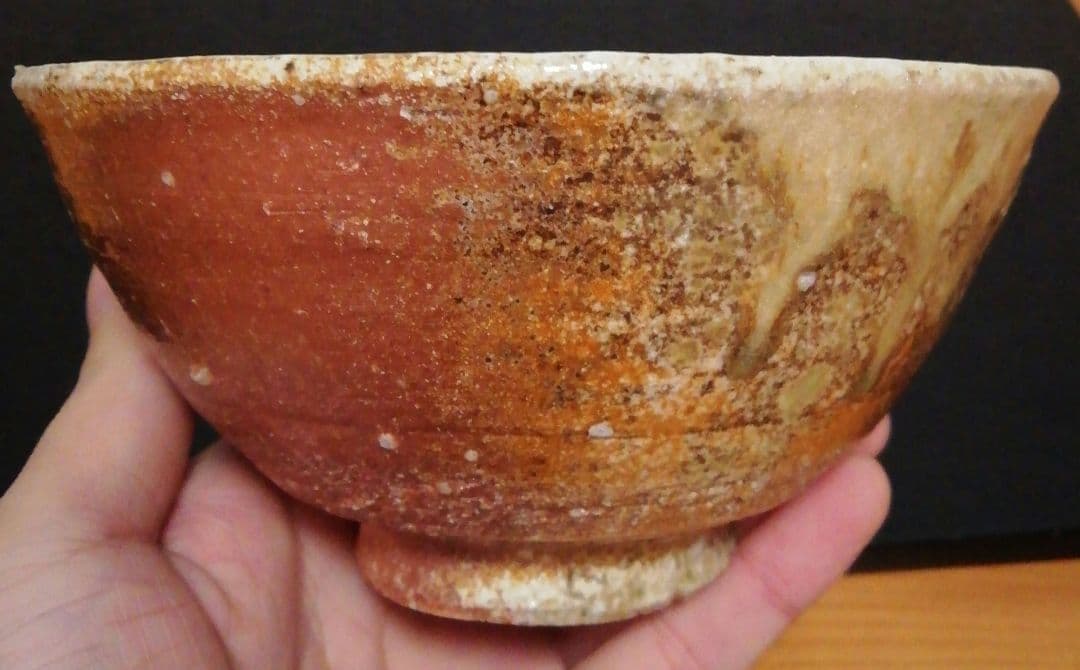 井村侊生作　信楽焼　茶碗　共箱　共布　略歴付　茶道具