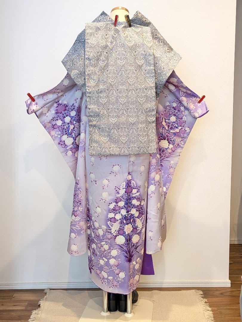 振袖フルセット 身丈155裄62 豪華振袖 暈し染め 銀彩 紫 逸品 成人式