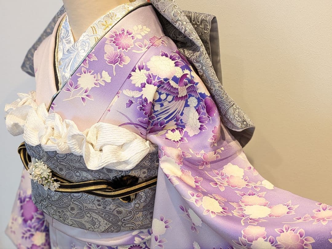 振袖フルセット 身丈155裄62 豪華振袖 暈し染め 銀彩 紫 逸品 成人式