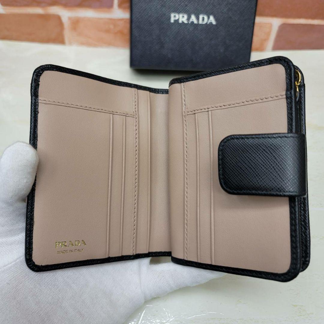 ほぼ未使用PRADA☆鑑定済☆サフィアーノ リボン 黒 1ML018プラダ財布