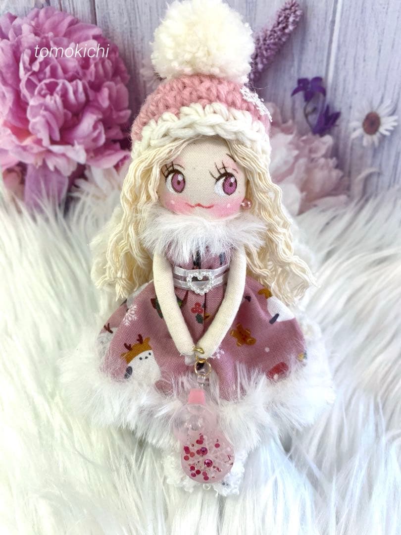 カレンさん専用　クマ耳クマさん柄　ドールチャーム　ハンドメイド　カントリードール