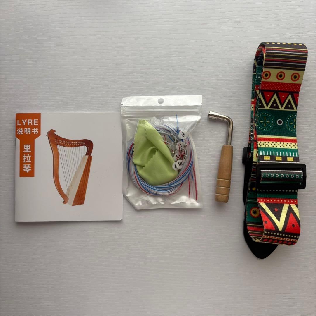 ホワイト　白　ハープ 23弦　専用ケース付き