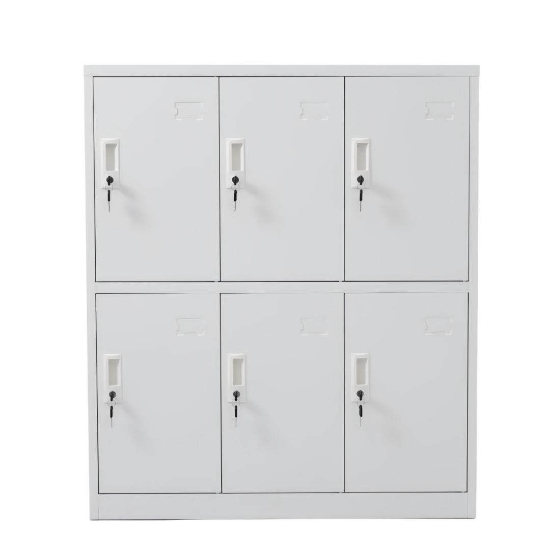 ロッカー スチールロッカー オフィスロッカー 6人用 ホワイト 鍵・スペアキー付