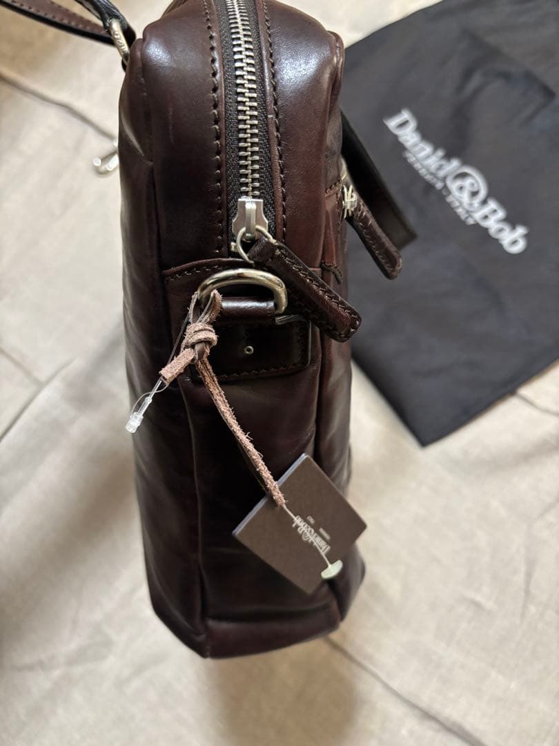 Daniel & Bob ブラックレザー ビジネスバッグ　ブラウン