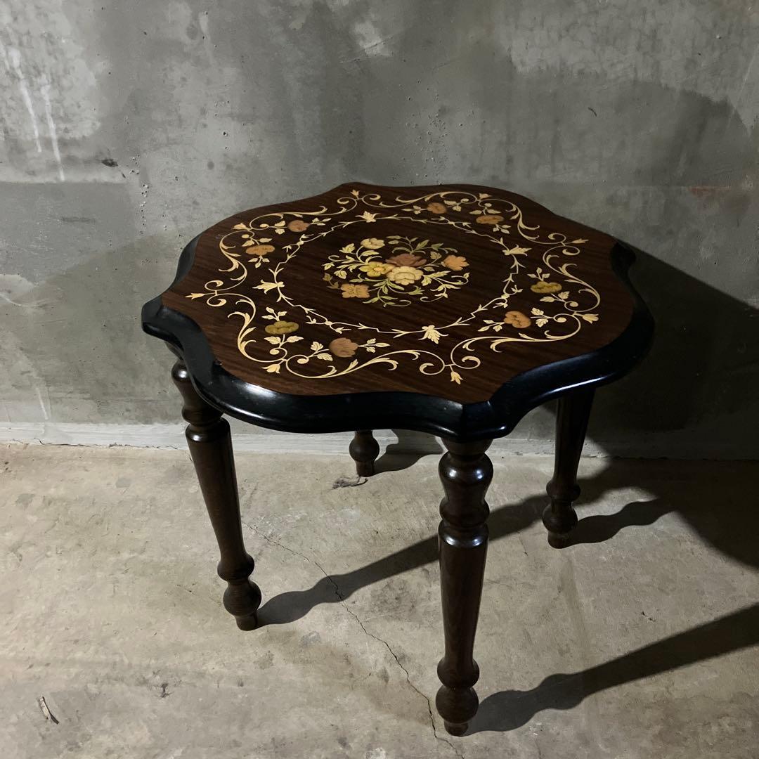 アンティーク 象嵌 サイドテーブル ナイトテーブル ヴィンテージ