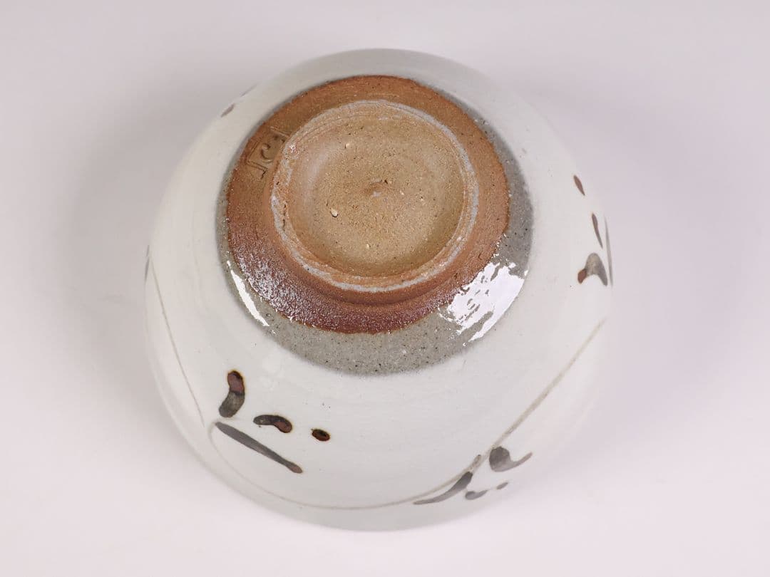 茶道具 鏡山窯 井上東也 唐津 茶碗 共箱 黄布 陶芸【MB86】