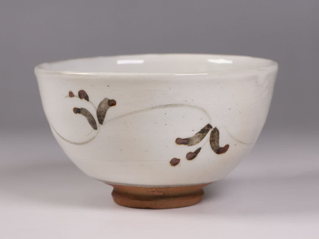 茶道具 鏡山窯 井上東也 唐津 茶碗 共箱 黄布 陶芸【MB86】