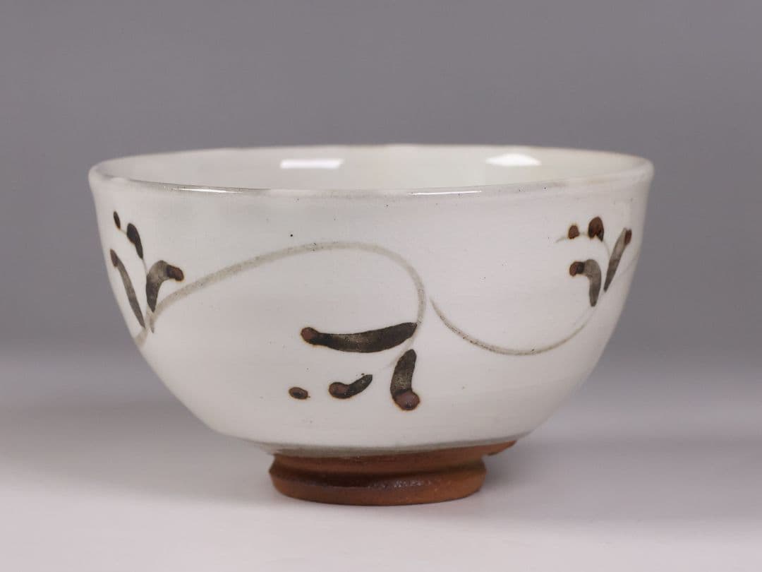 茶道具 鏡山窯 井上東也 唐津 茶碗 共箱 黄布 陶芸【MB86】