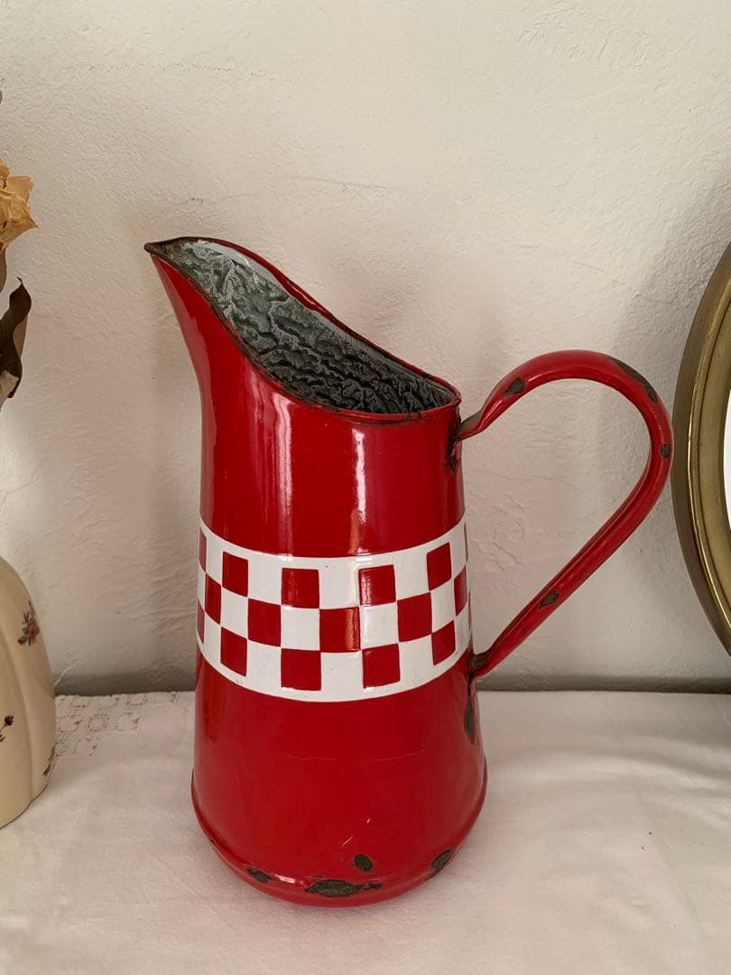 フランスアンティーク　ホーロー　ピッチャー　ブロカント