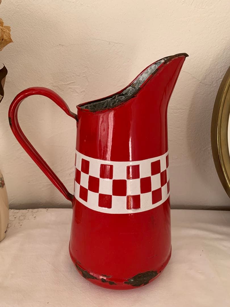 フランスアンティーク　ホーロー　ピッチャー　ブロカント