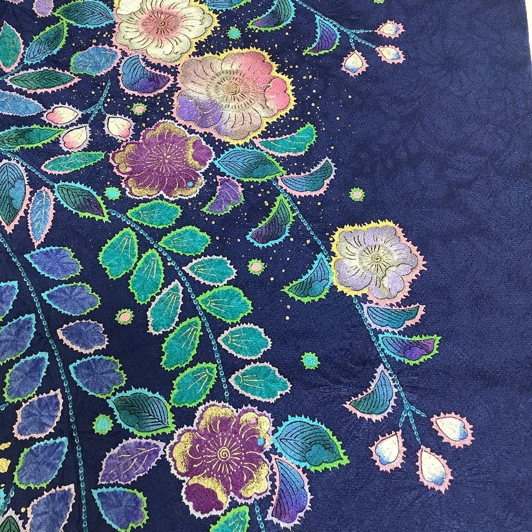 【彦兵衛mini】やまと謹製！正絹振袖・長襦袢セット〜群青色地に辻ヶ花柄〜