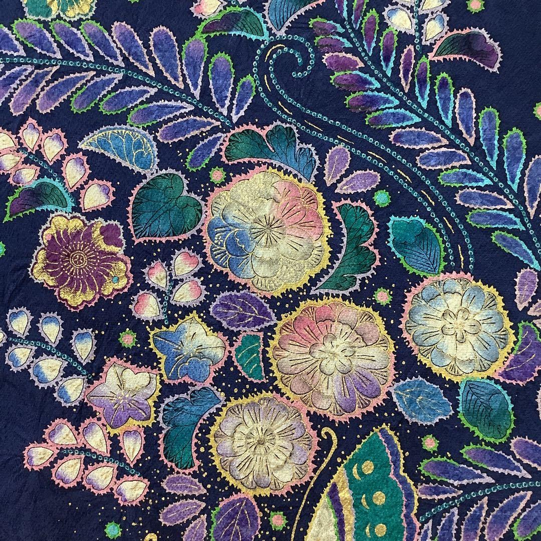 【彦兵衛mini】やまと謹製！正絹振袖・長襦袢セット〜群青色地に辻ヶ花柄〜