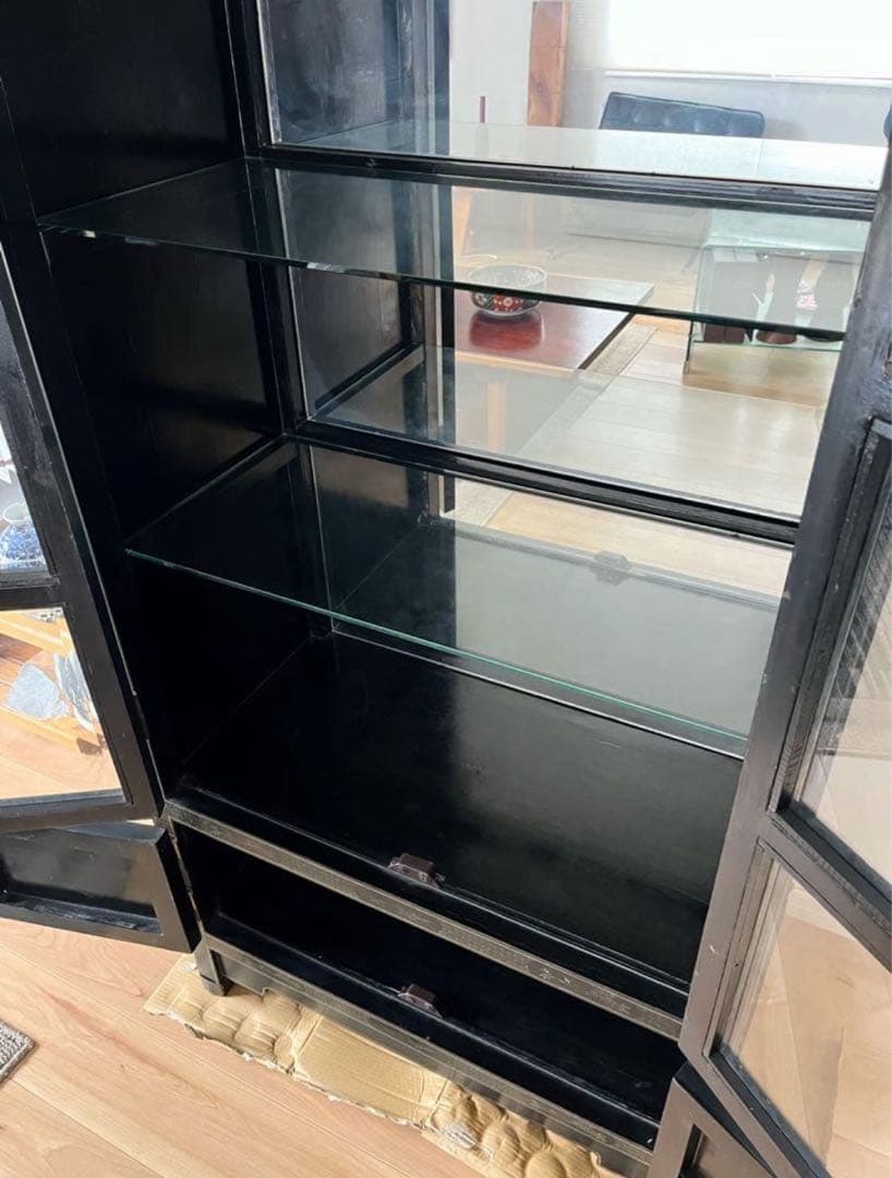 【今月末まで】中国美術　中国家具　螺鈿細工　骨董　石細工　黒塗り キャビネット