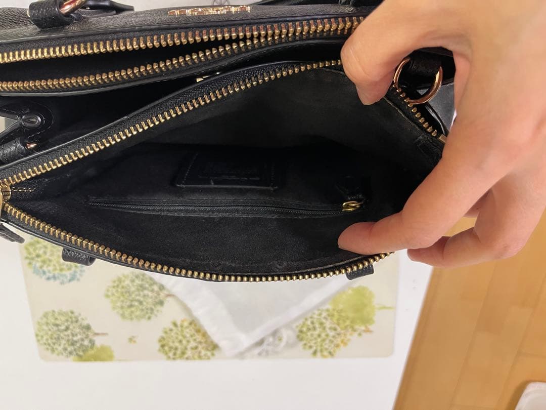 COACH ブラックレザー ハンドバッグ ショルダーバッグ