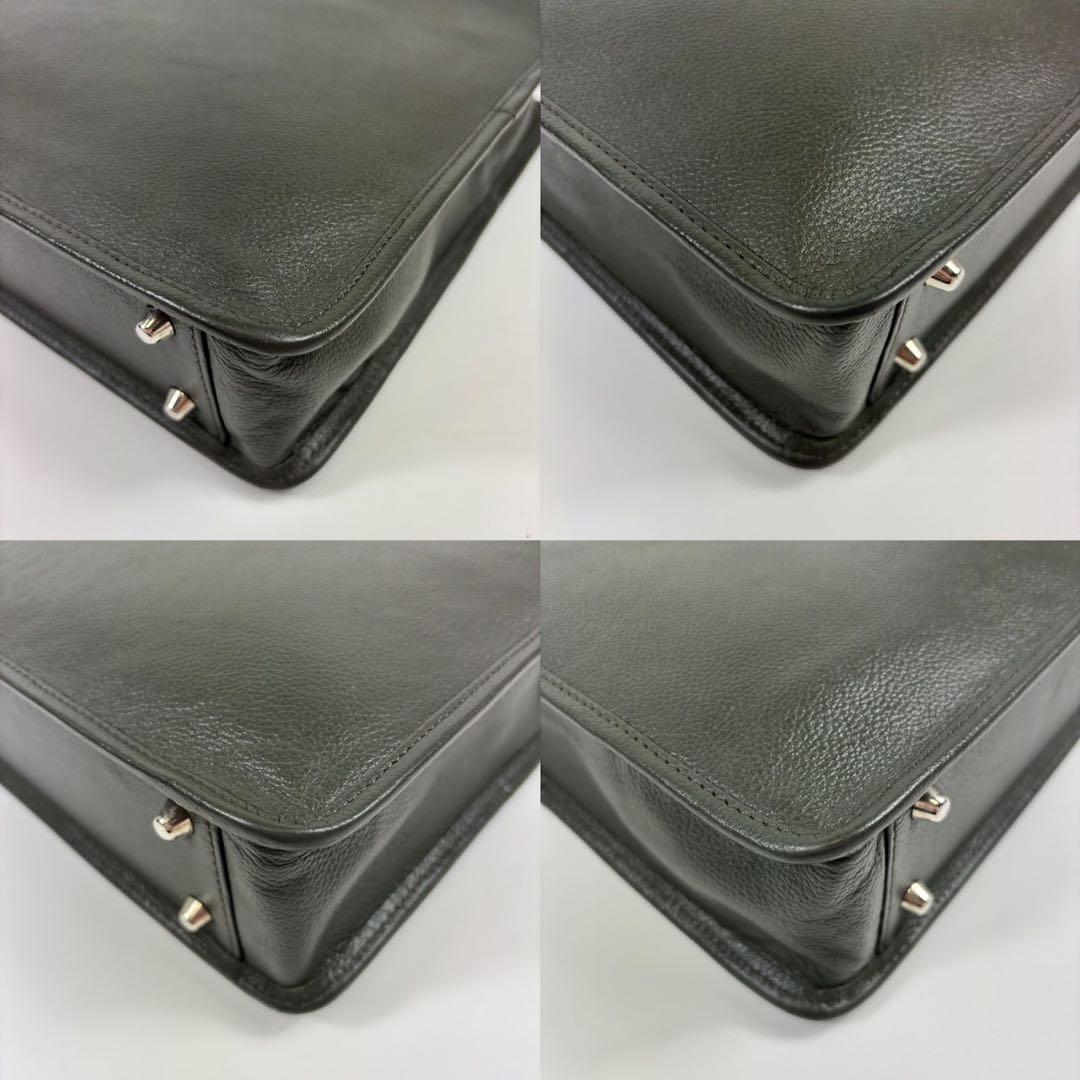 【美品】ビジネスレザーファクトリー ビジネスバッグ 本革　モスグリーン