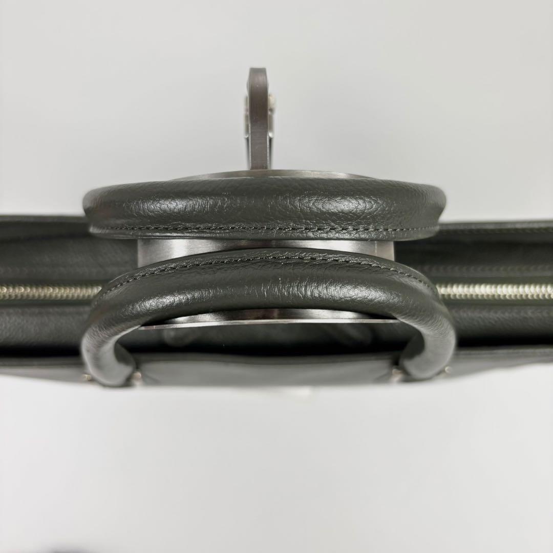 【美品】ビジネスレザーファクトリー ビジネスバッグ 本革　モスグリーン