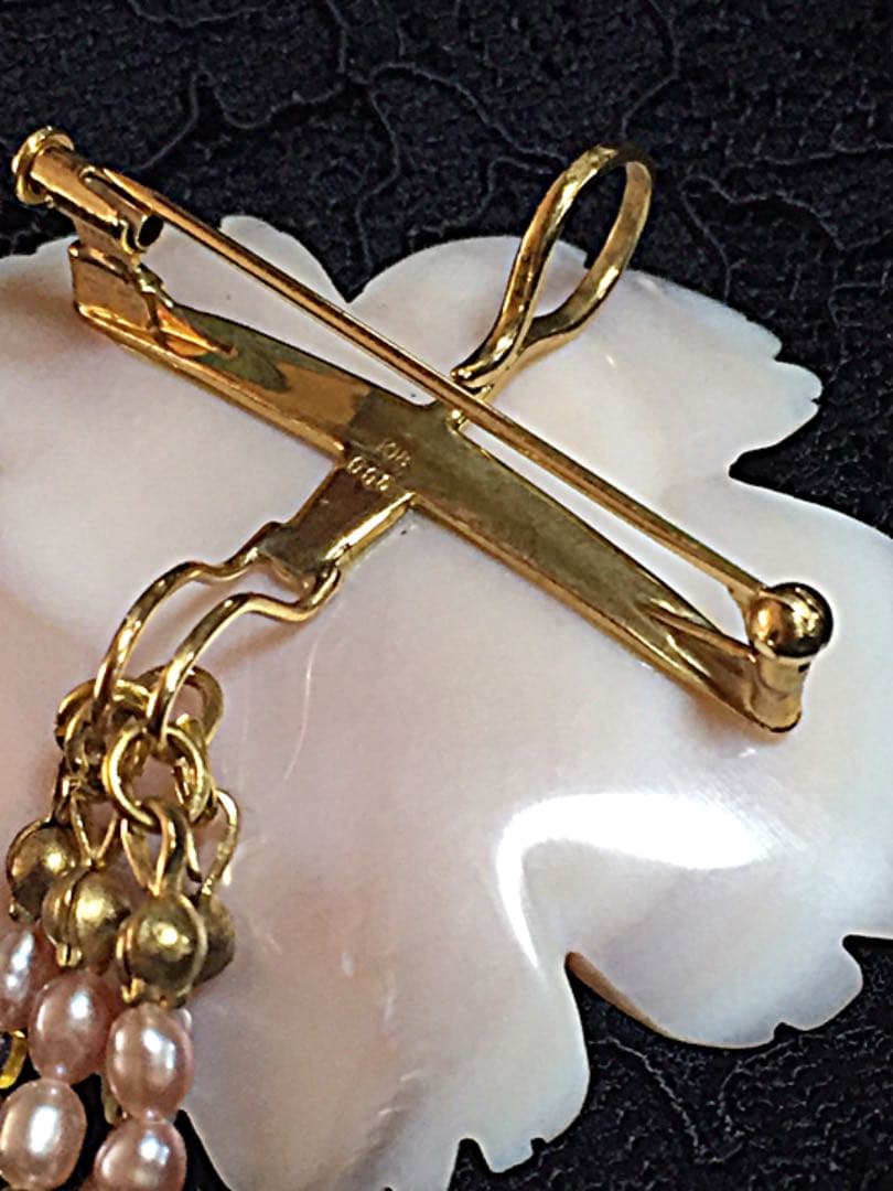 ブローチ  兼用  淡水パールとシェルのネックレス