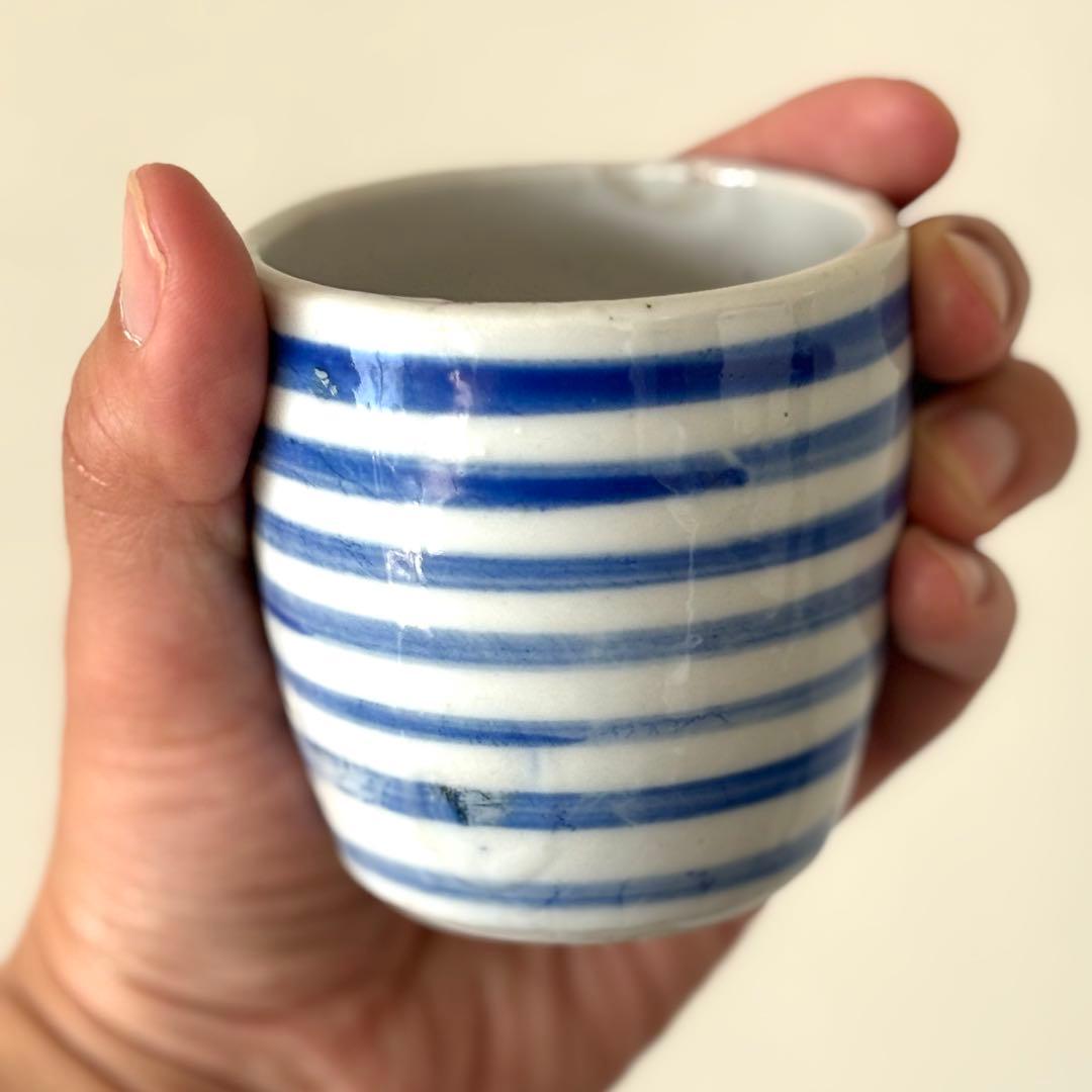 明治　湯呑み　瀬戸　輪線