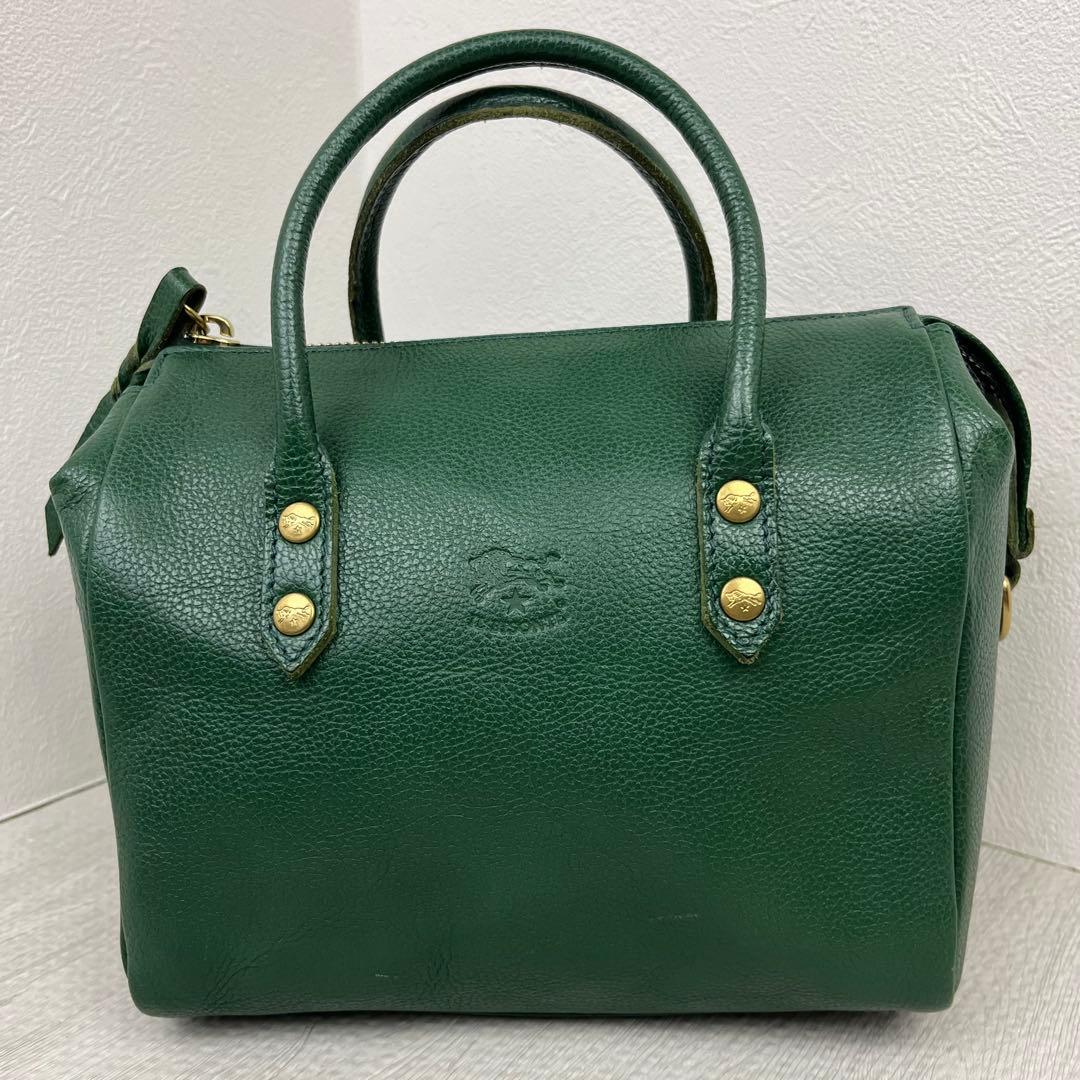 極美品✨ イルビゾンテ ミニボストンバッグ ショルダーバッグ 2way グリーン