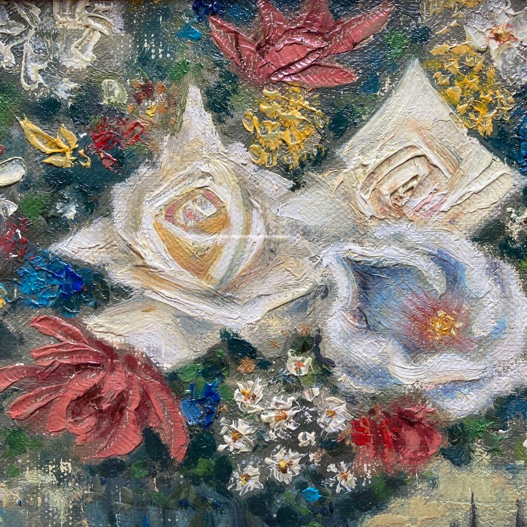 西村龍介　花　サムホールサイズ(縦17横23cm)額36×43cm￼