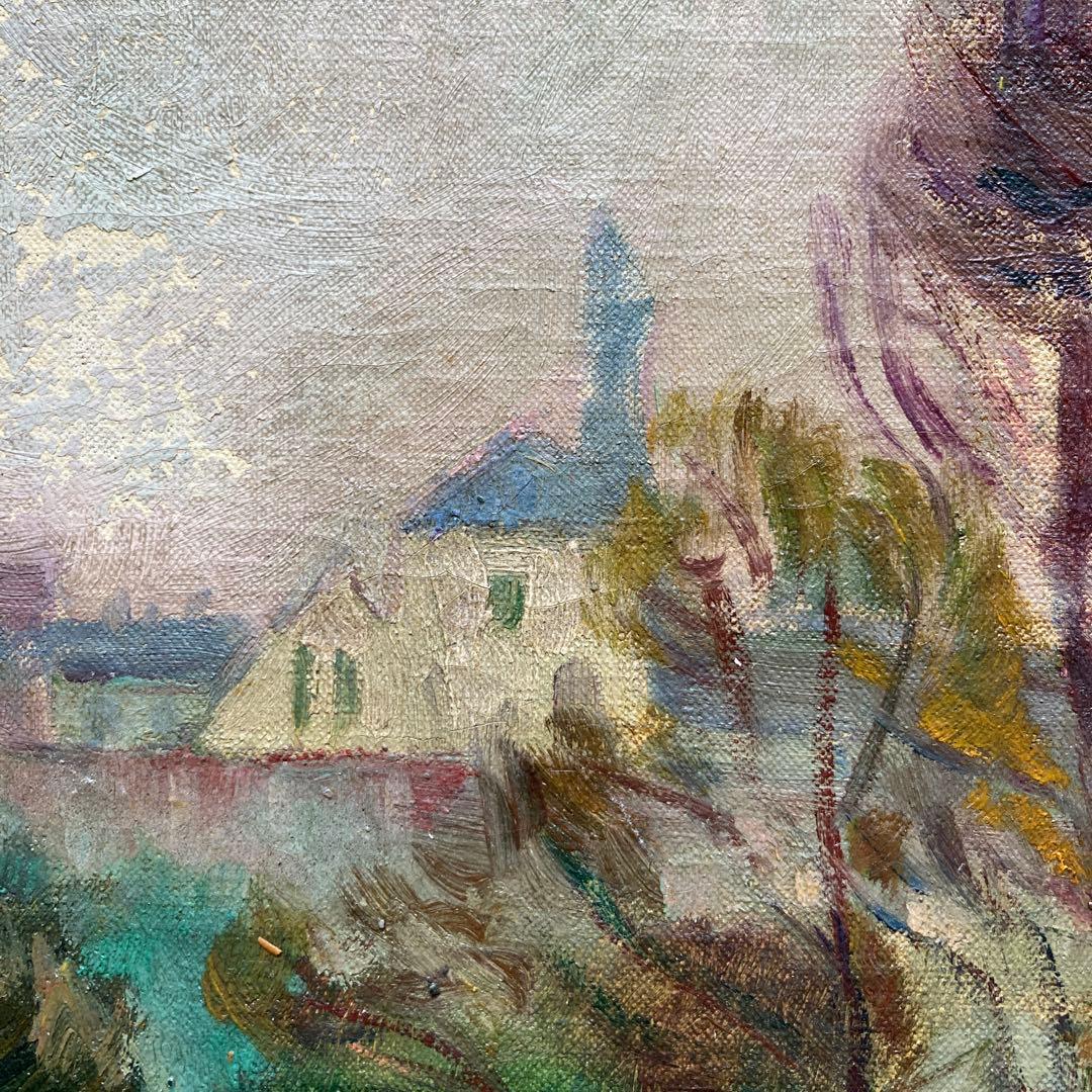 加藤静児　滞欧作風景　1921作　時代額58,5×65.5絵￼38×45cm