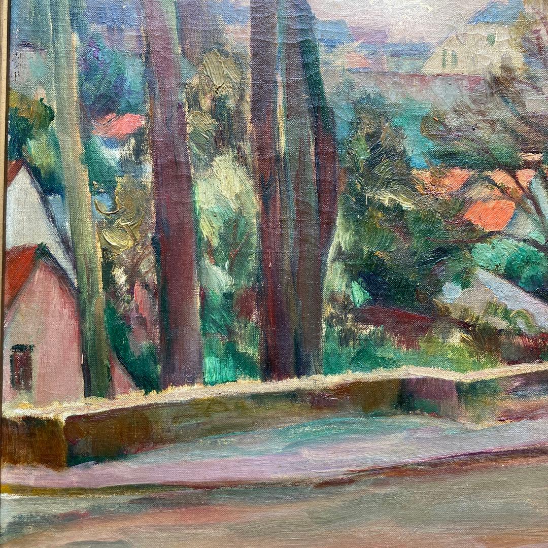 加藤静児　滞欧作風景　1921作　時代額58,5×65.5絵￼38×45cm