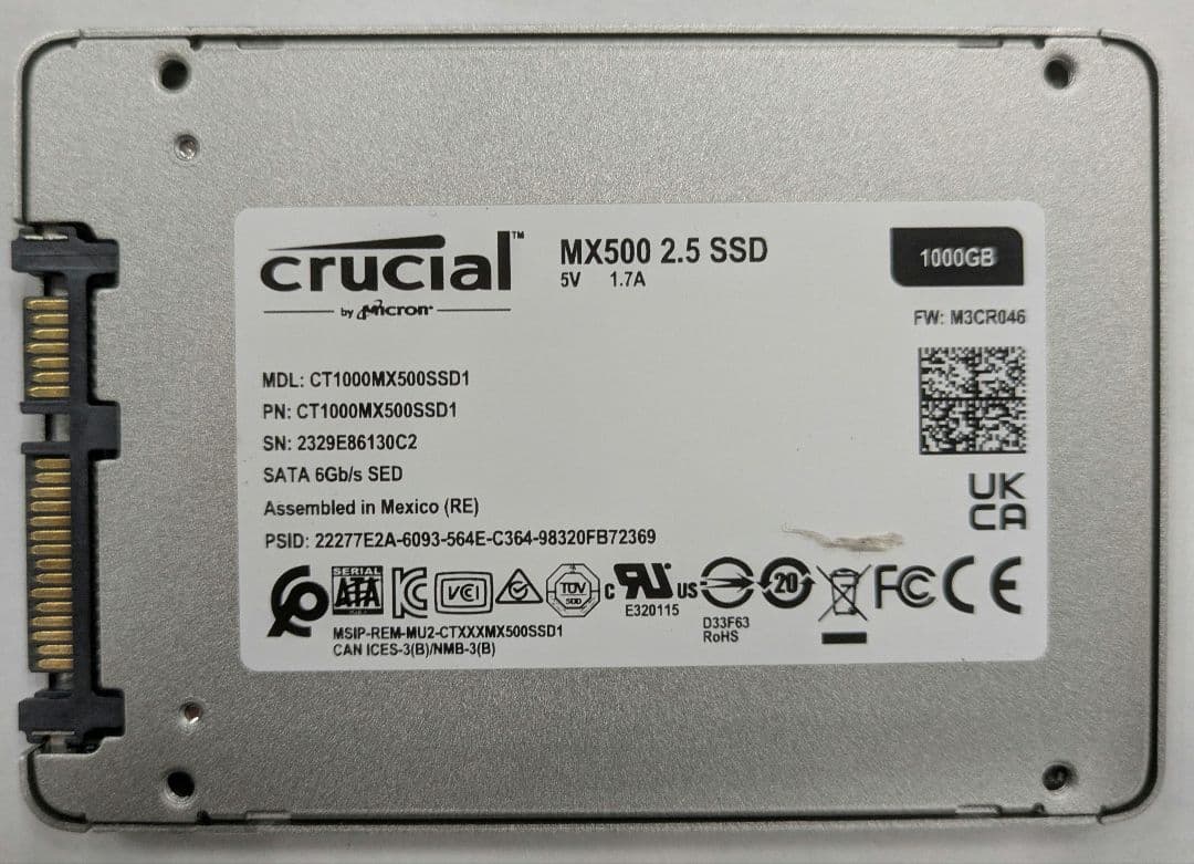 Crucial MX500 1TB内蔵SSD CT1000MX500SSD1