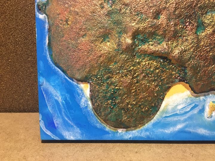 海、島の3d アート作品。