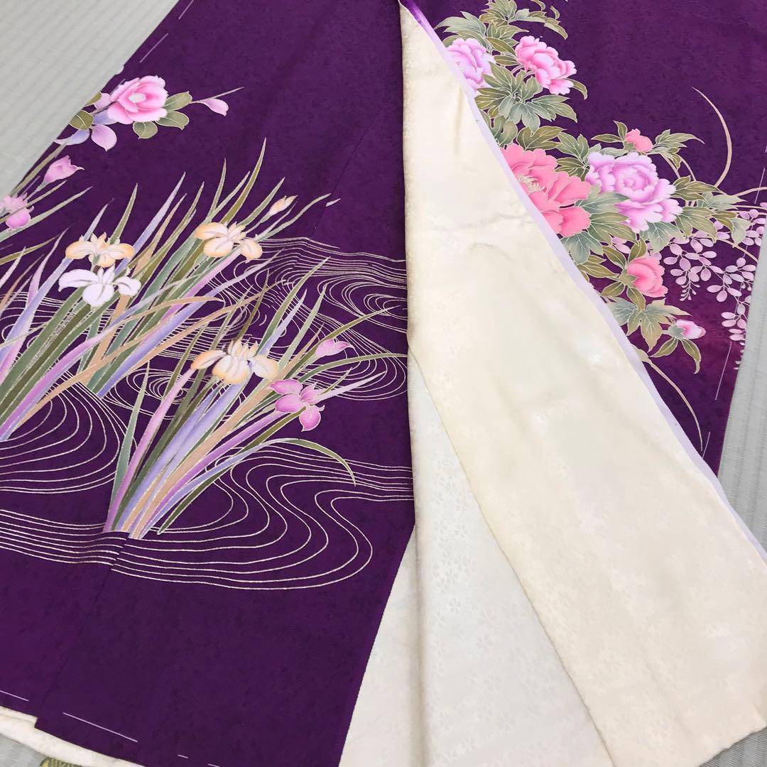 訳あり★新品未使用 振袖 未仕立て 仮絵羽 紫色系 リメイク