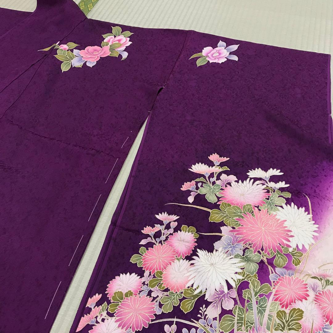 訳あり★新品未使用 振袖 未仕立て 仮絵羽 紫色系 リメイク