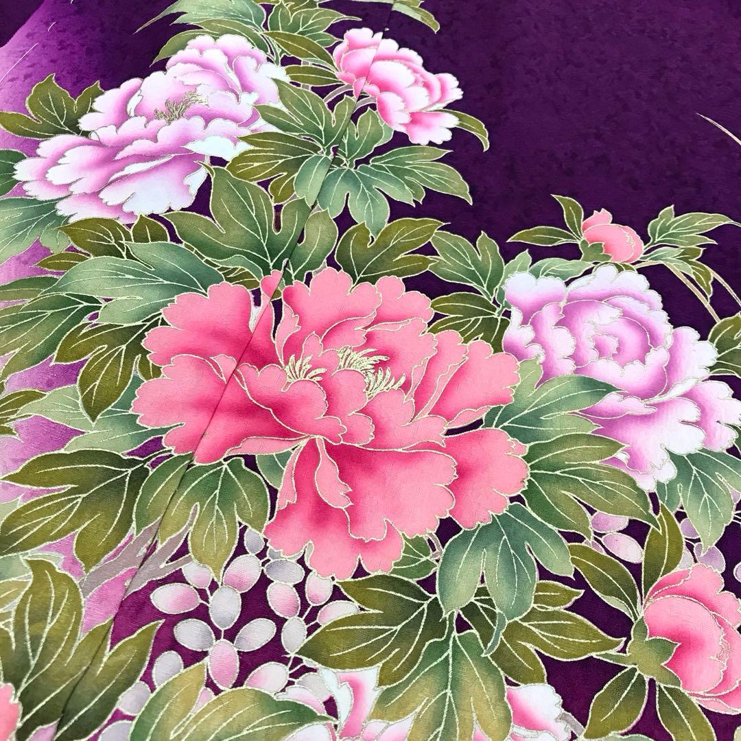 訳あり★新品未使用 振袖 未仕立て 仮絵羽 紫色系 リメイク