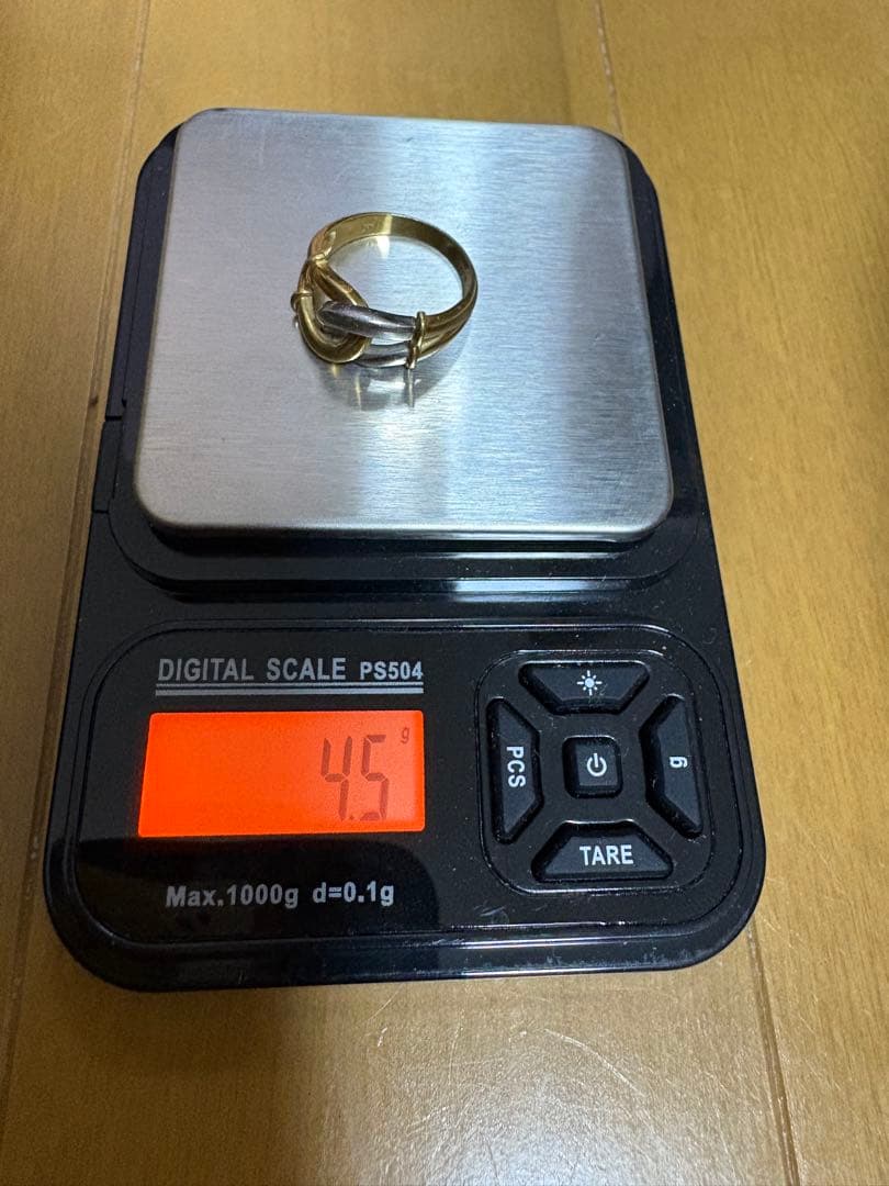R*様 K18 Pt900 コンビリング 4.5g 刻印あり