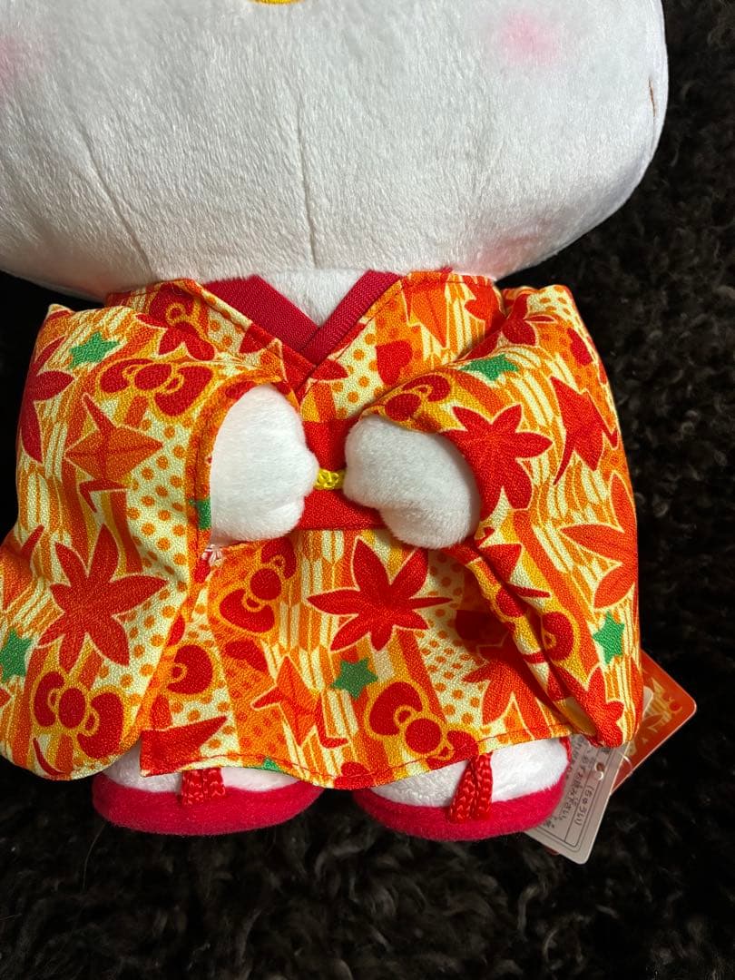 稀少　レトロ　ハローキティ 紅葉柄 着物 ぬいぐるみ M 30cm 脚にサンダル