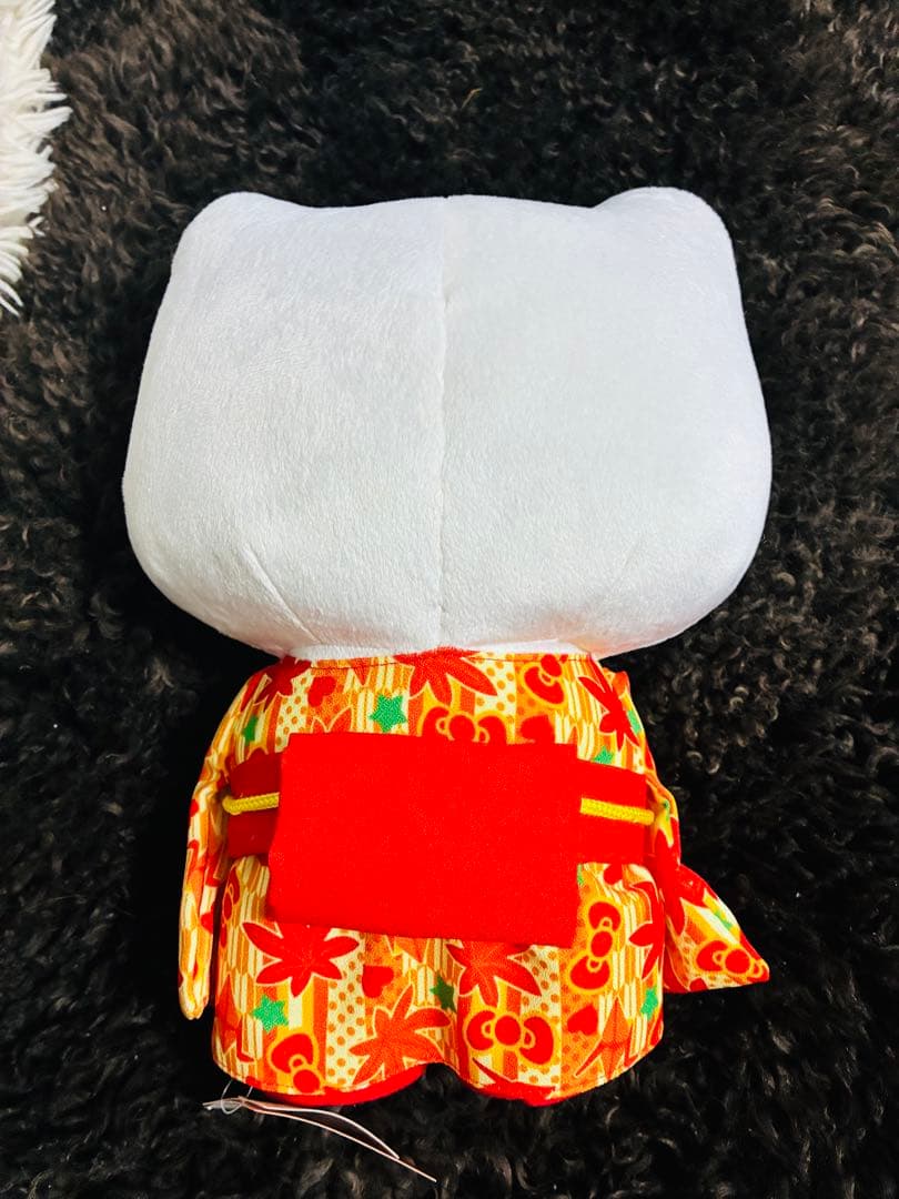 稀少　レトロ　ハローキティ 紅葉柄 着物 ぬいぐるみ M 30cm 脚にサンダル