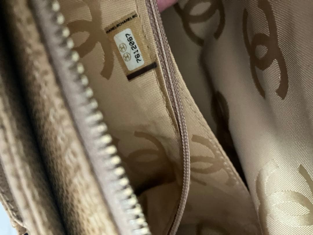新品同様ヴィンテージ CHANEL ベージュ レザー ハンドバッグ
