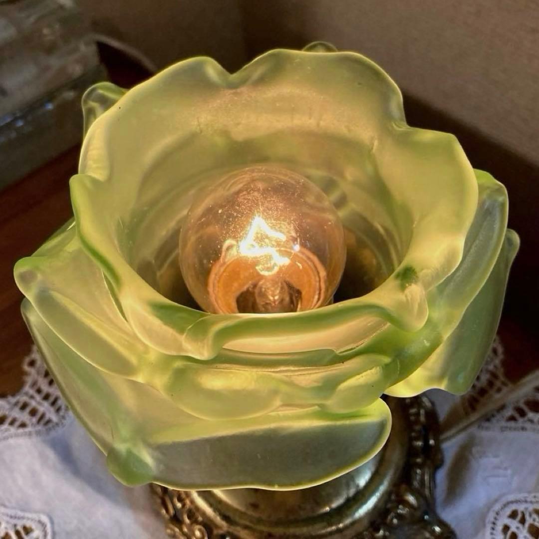 アンティーク ローズ 【緑】　ランプシェード　フランス　薔薇　グリーン