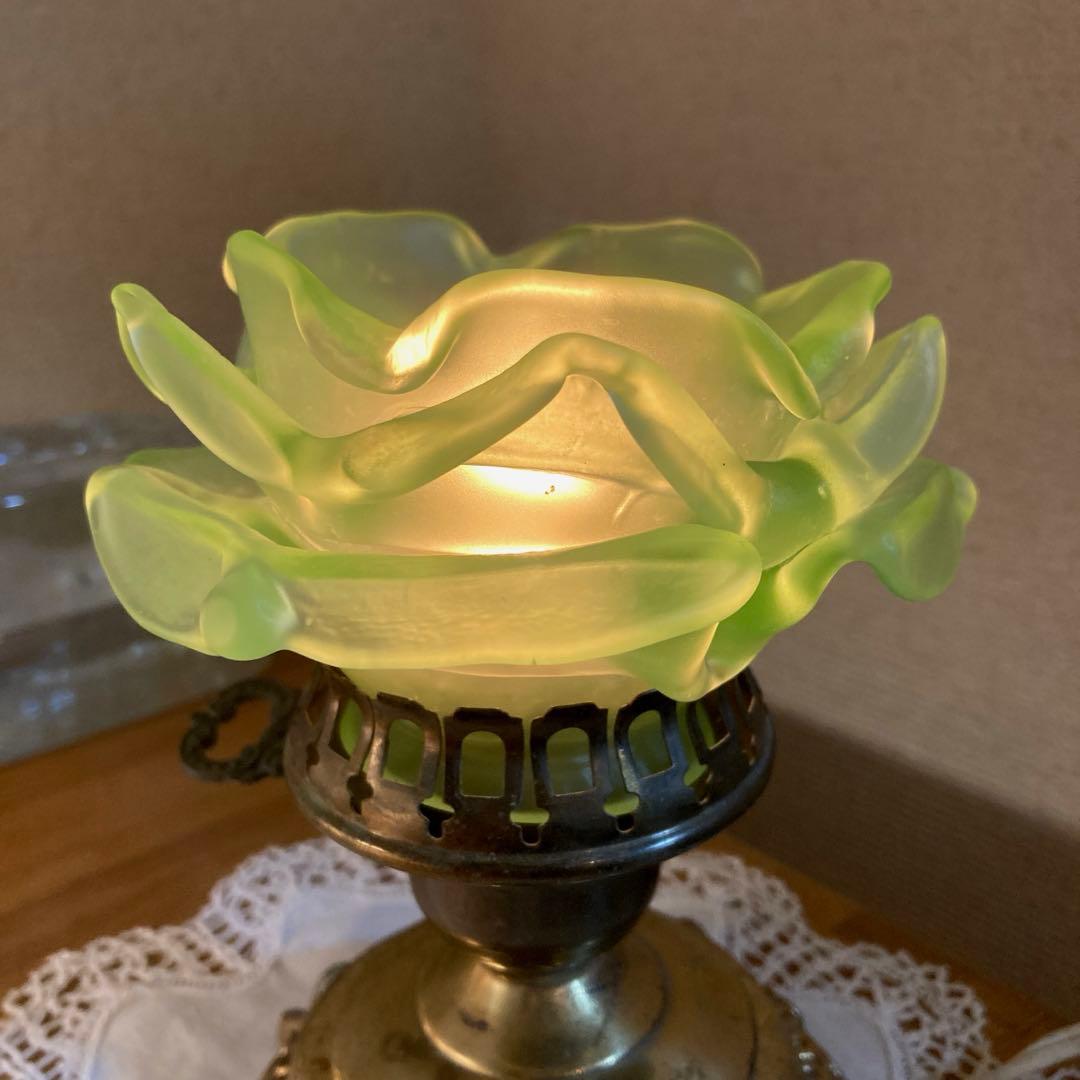 アンティーク ローズ 【緑】　ランプシェード　フランス　薔薇　グリーン
