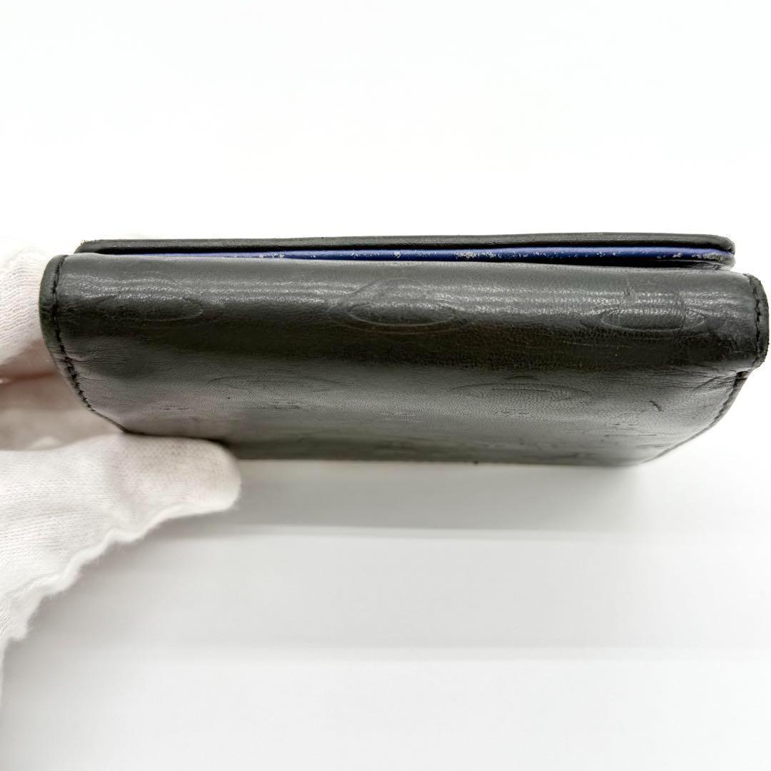 【良品】Vivienne オーブ型押し 三つ折り財布 がま口 レザー ブラック