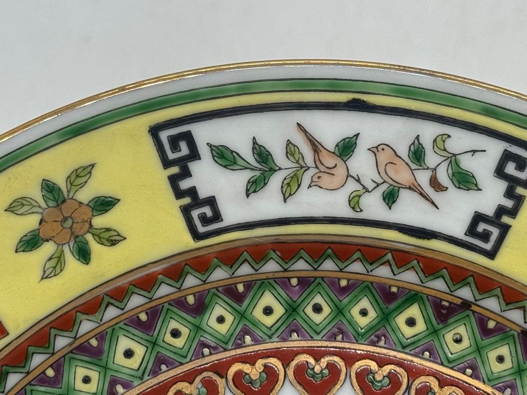 中国　1970年代　景徳鎮製　粉彩花果紋大皿5点　送料込み260104