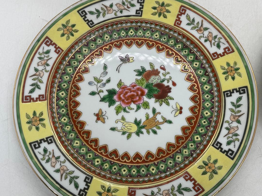 中国　1970年代　景徳鎮製　粉彩花果紋大皿5点　送料込み260104