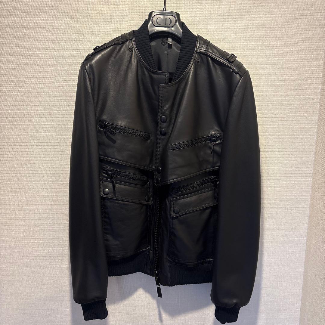 【エディ期】ディオールオム　レザージャケット　2007SS ランウェイモデル