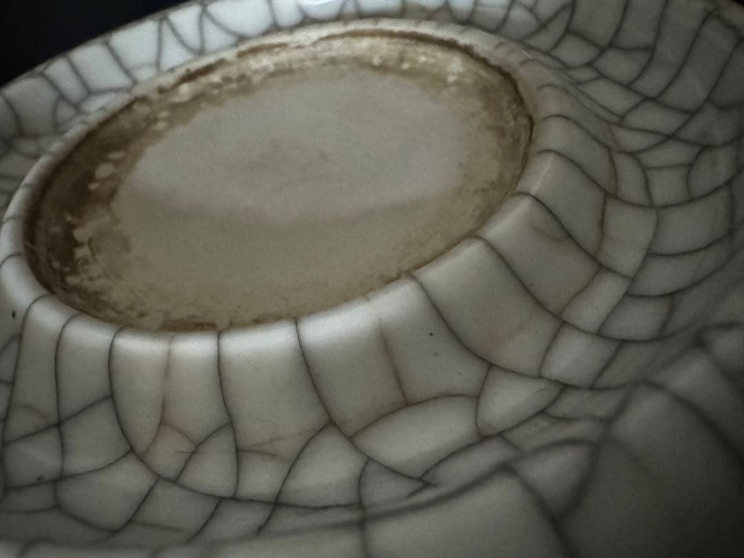 中国骨董　清　哥窯陶硯　暖硯　陶硯　書道具　唐物　中国古玩　希少美品(N-11)